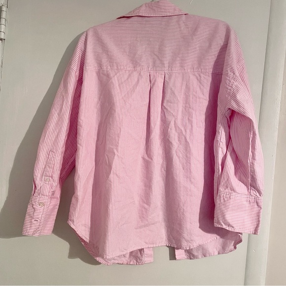 Zara Pink Striped Button-Up Shirt - Picture 7 of 8